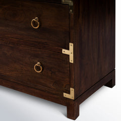Accent Chest, Three Drawers, Brown with Brass Hardware