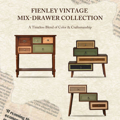 Accent Chest with 12 Drawers and 4 Cabinets in Green and Brown