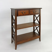 Accent Chest with 2 Drawers in Glossy Brown Birch Wood