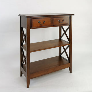 Accent Chest with 2 Drawers in Glossy Brown Birch Wood