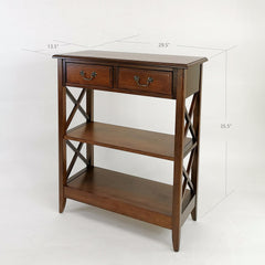 Accent Chest with 2 Drawers in Glossy Brown Birch Wood