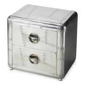 Accent Chest with 2 Drawers in Silver Aluminum