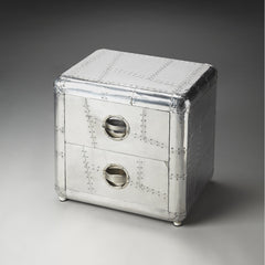 Accent Chest with 2 Drawers in Silver Aluminum