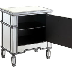 Accent Chest with 2 Drawers in Silver Mirrored Finish