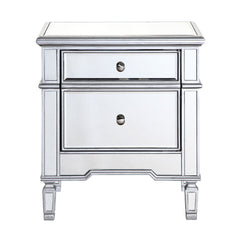 Accent Chest with 2 Drawers in Silver Mirrored Finish