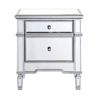 Accent Chest with 2 Drawers in Silver Mirrored Finish