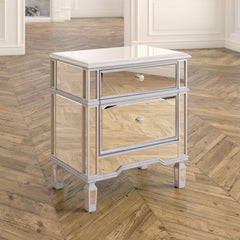 Accent Chest with 2 Drawers in Silver Mirrored Finish