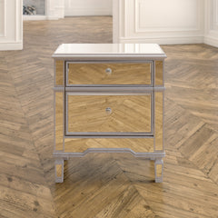 Accent Chest with 2 Drawers in Silver Mirrored Finish