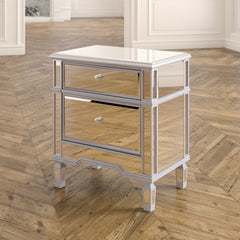 Accent Chest with 2 Drawers in Silver Mirrored Finish