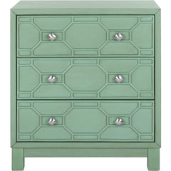 Accent Chest with 3 Drawers in Turquoise Solid Rubberwood