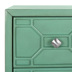 Accent Chest with 3 Drawers in Turquoise Solid Rubberwood