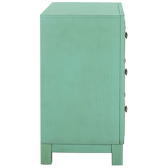 Accent Chest with 3 Drawers in Turquoise Solid Rubberwood
