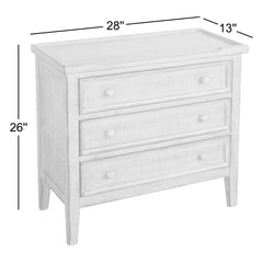 Accent Chest with 3 Drawers, Solid Mahogany Wood, Distressed Finish