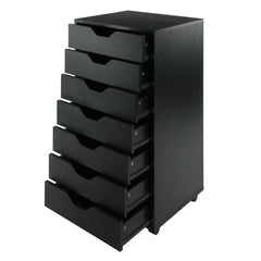 Accent Chest with 7 Drawers and Locking Casters in Black