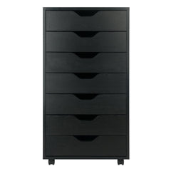 Accent Chest with 7 Drawers and Locking Casters in Black