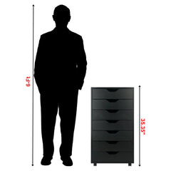 Accent Chest with 7 Drawers and Locking Casters in Black