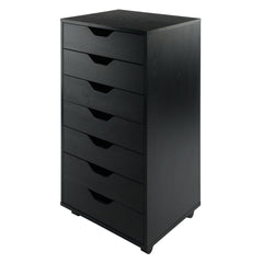 Accent Chest with 7 Drawers and Locking Casters in Black