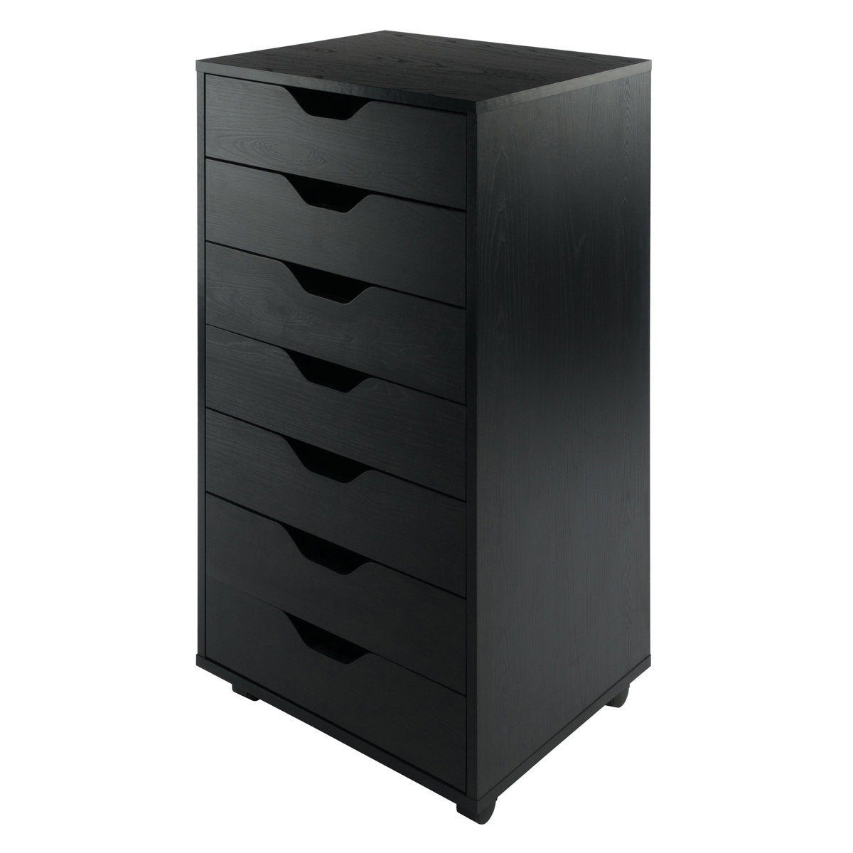 Accent Chest with 7 Drawers and Locking Casters in Black