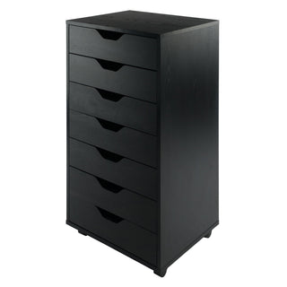 Accent Chest with 7 Drawers and Locking Casters in Black