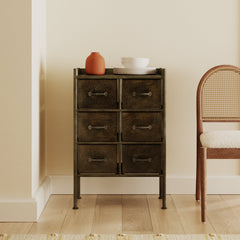 Accent Chest with Six Drawers in Bronze Iron