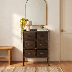 Accent Chest with Six Drawers in Bronze Iron