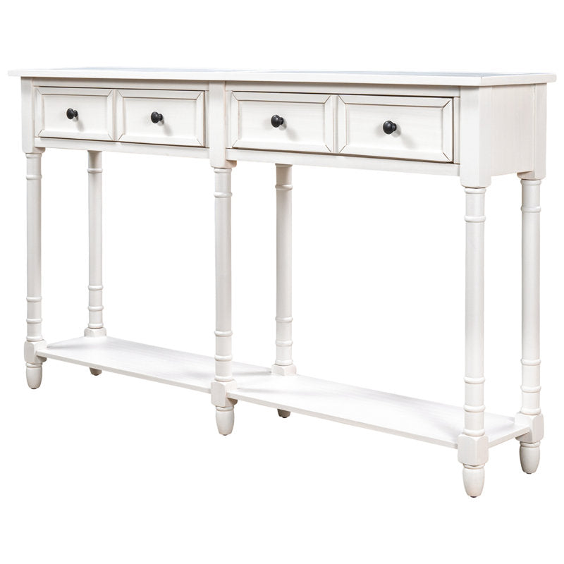 Accent Chest, Wood Top, 2 Drawers and 1 Shelf, White