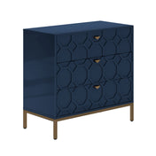 Accent Dresser, 3 Drawers, Engineered Wood Frame, Metal Feet, Blue