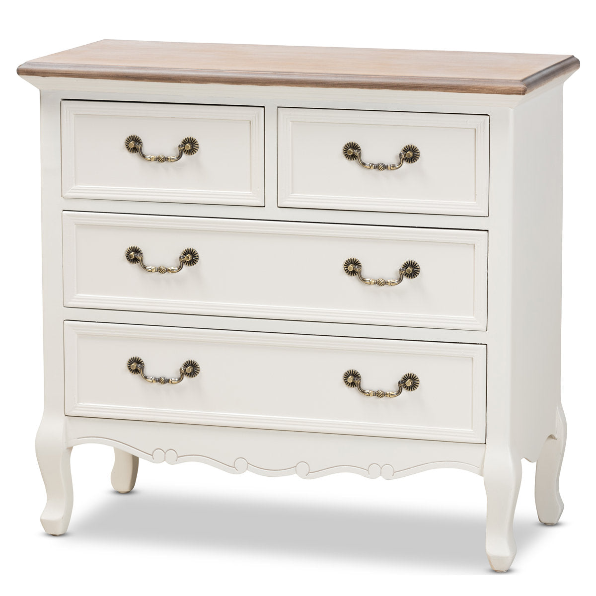 Accent Dresser, 4 Drawers, MDF and Fir Wood, White and Oak