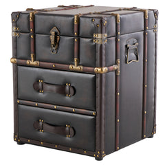 Accent End Table with 2 Drawers and Trunk Storage