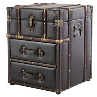 Accent End Table with 2 Drawers and Trunk Storage