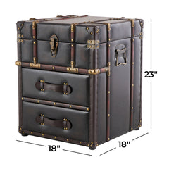 Accent End Table with 2 Drawers and Trunk Storage