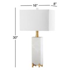 Accent Lamp, 30 in H, White with Brass Gold Base