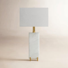 Accent Lamp, 30 in H, White with Brass Gold Base
