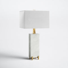Accent Lamp, 30 in H, White with Brass Gold Base