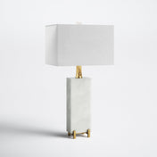 Accent Lamp, 30 in H, White with Brass Gold Base