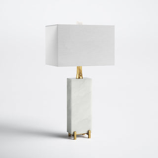 Accent Lamp, 30 in H, White with Brass Gold Base