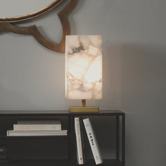 Accent Lamp, Alabaster Stone Shade with Antique Brass Base