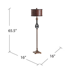 Accent Lamp, Brown Faux Leather Drum Shade with Distressed Base