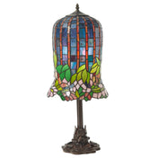 Accent Lamp with Red and Gray Stained Glass Shade