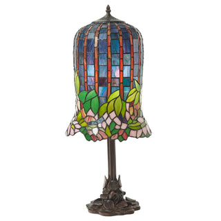 Accent Lamp with Red and Gray Stained Glass Shade