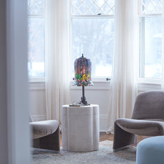 Accent Lamp with Red and Gray Stained Glass Shade