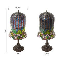 Accent Lamp with Red and Gray Stained Glass Shade