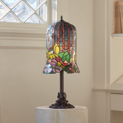 Accent Lamp with Red and Gray Stained Glass Shade