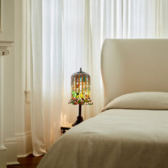 Accent Lamp with Red and Gray Stained Glass Shade