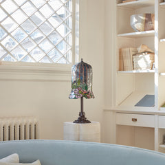 Accent Lamp with Red and Gray Stained Glass Shade