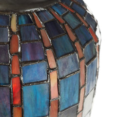Accent Lamp with Red and Gray Stained Glass Shade
