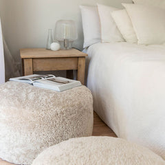 Accent Stool, 20-Inch Square with Oatmeal Upholstery