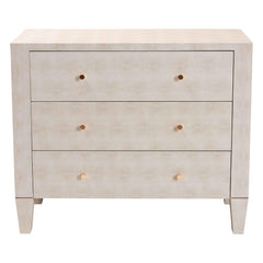 Accent Storage Cabinet, Beige Faux Shagreen with Three Drawers