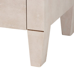Accent Storage Cabinet, Beige Faux Shagreen with Three Drawers