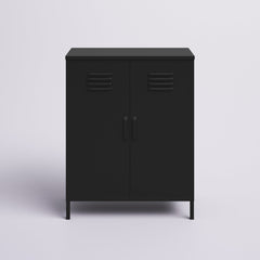 Accent Storage Cabinet, Black Metal with 3 Shelves